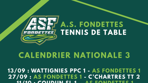 Calendrier de la nationale 3